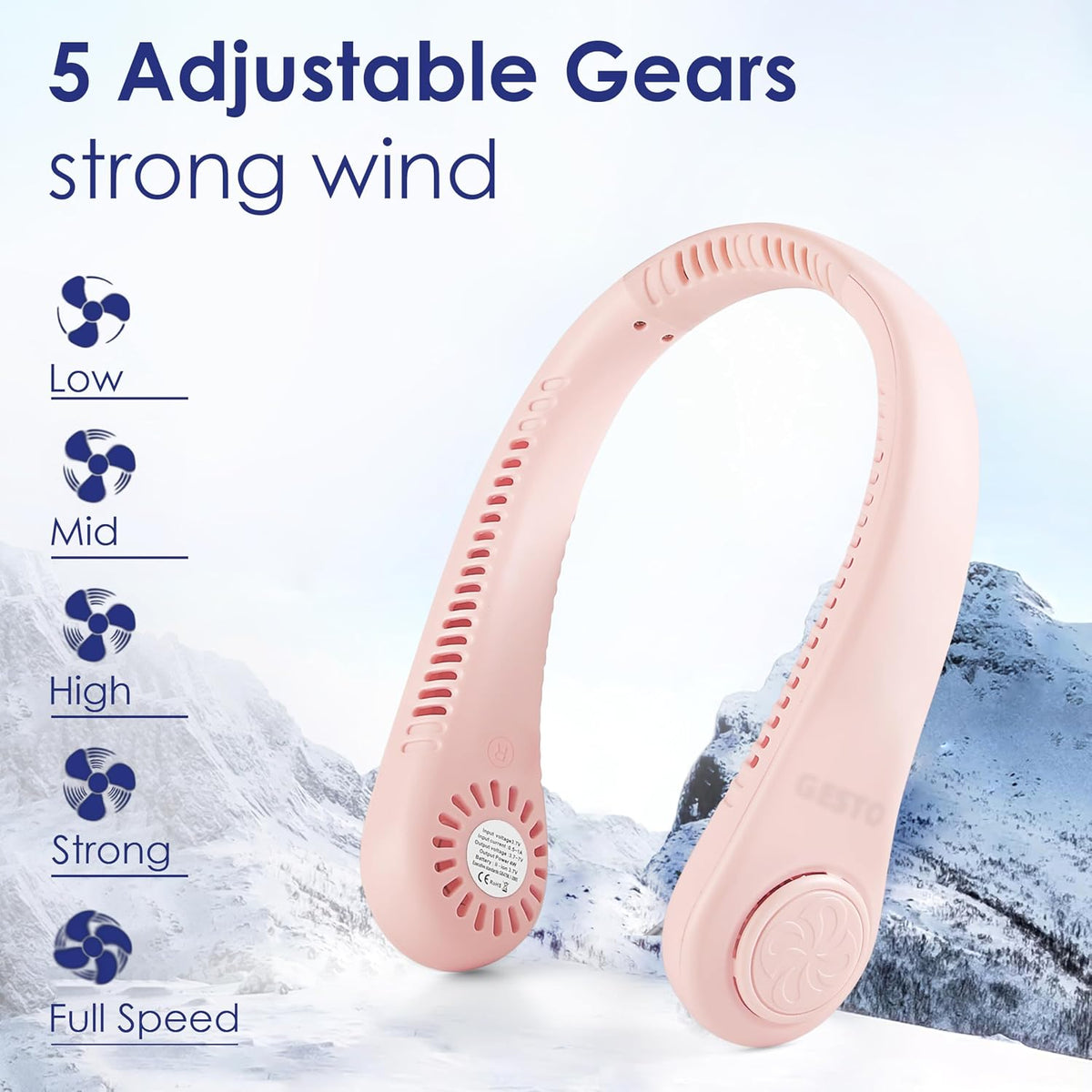 Gesto Portable Rechargeable Neck Fan | 360° Cooling | 5-Speed